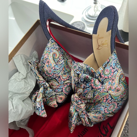 Christian Louboutin Moniquissima Paisley Red Sole Slide Sandal | Used Once - Picture 12 of 16